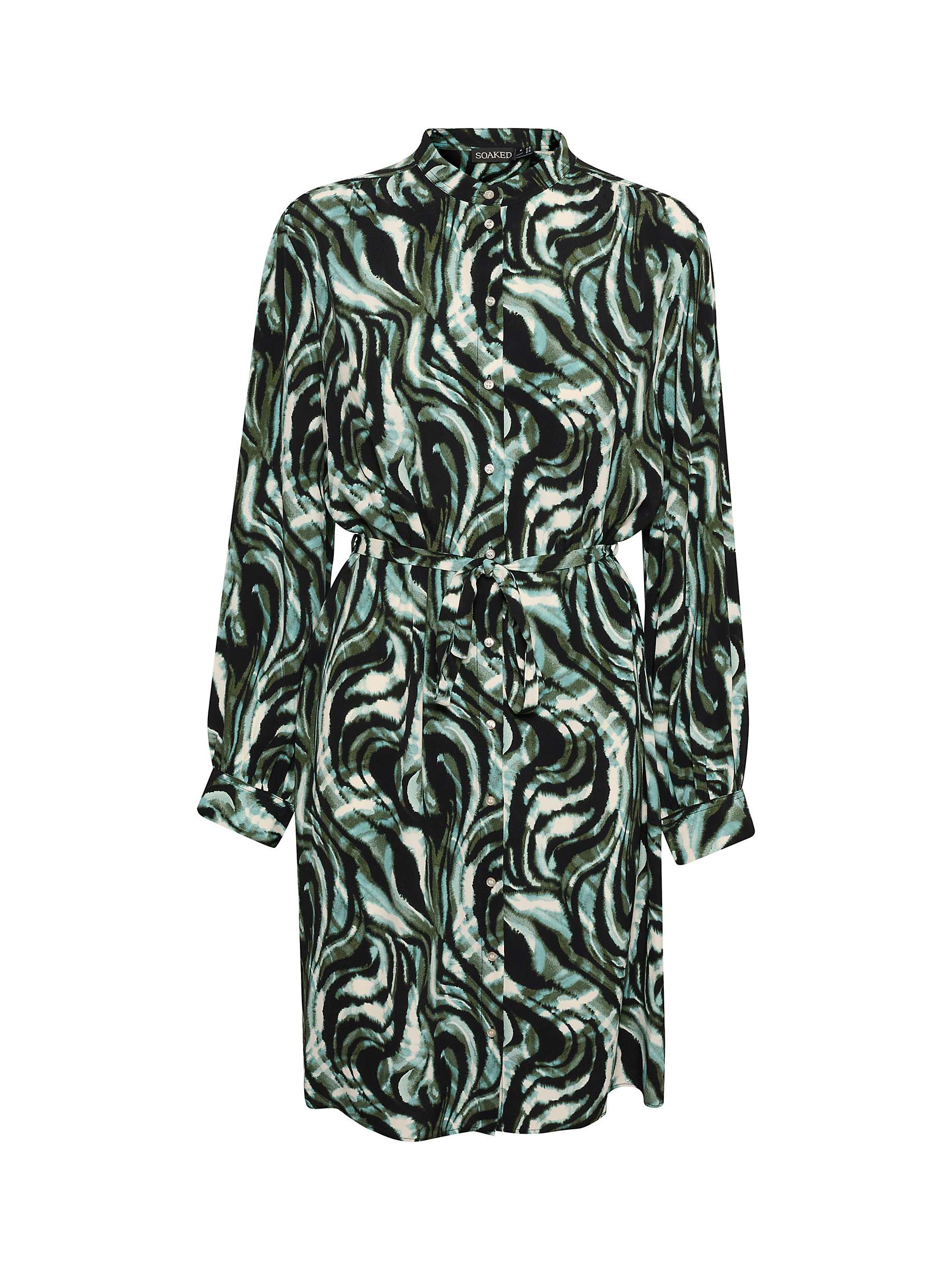 Buy Soaked In Luxury Kenna Knee Length Shirt Dress, Kombu Green Swirl Online at johnlewis.com
