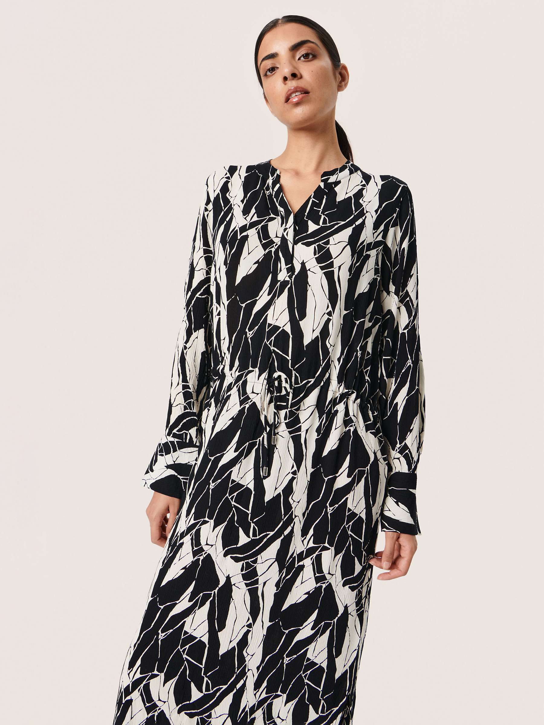 Buy Soaked In Luxury Zaya Drawstring Waist Midi Dress, Black/White Online at johnlewis.com