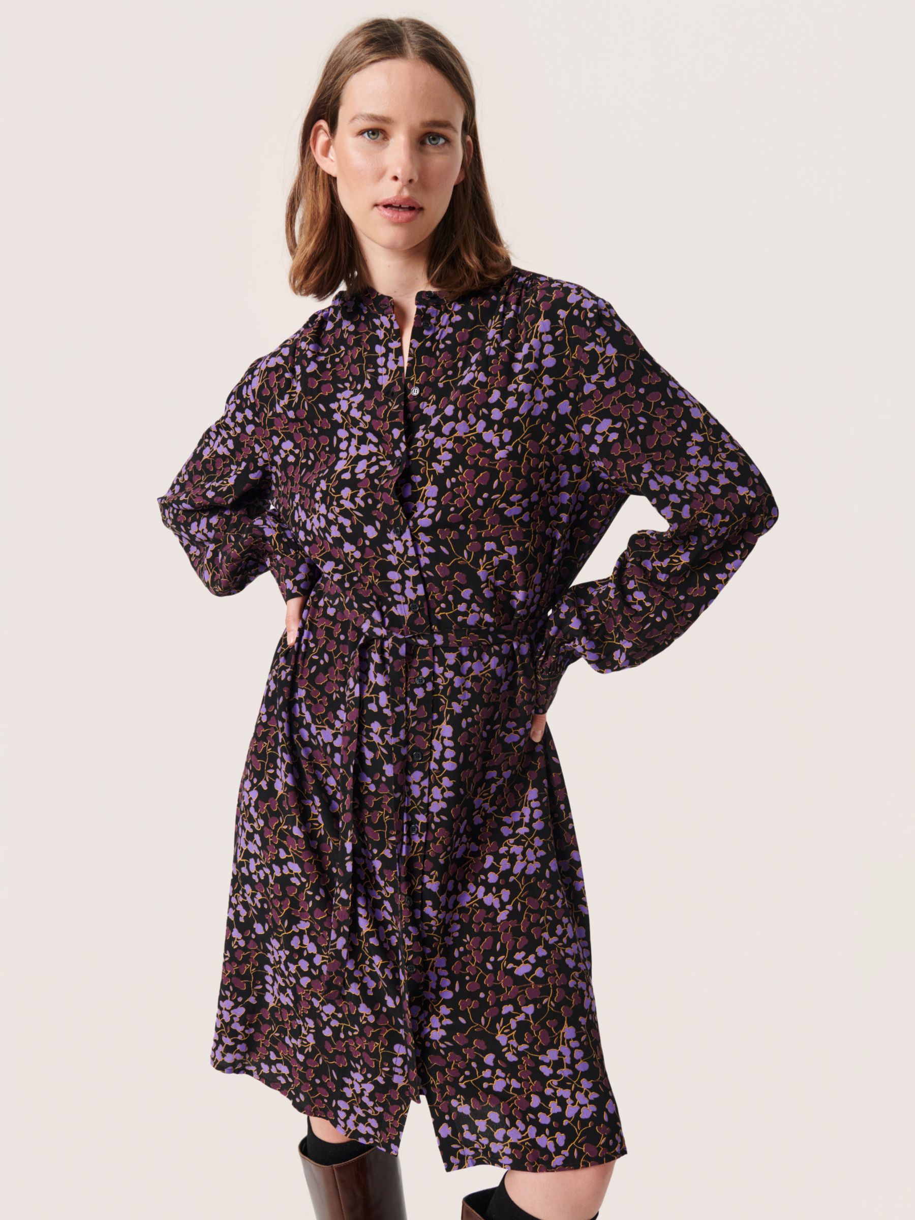 Buy Soaked In Luxury Kenna Knee Length Shirt Dress, Black Silhouette Online at johnlewis.com