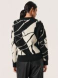 Soaked In Luxury Rakel Wool Blend Graphic Print Jumper, Black & White