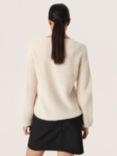 Soaked In Luxury Tuesday Long Sleeve V-Neck Wool Jumper, Sandshell