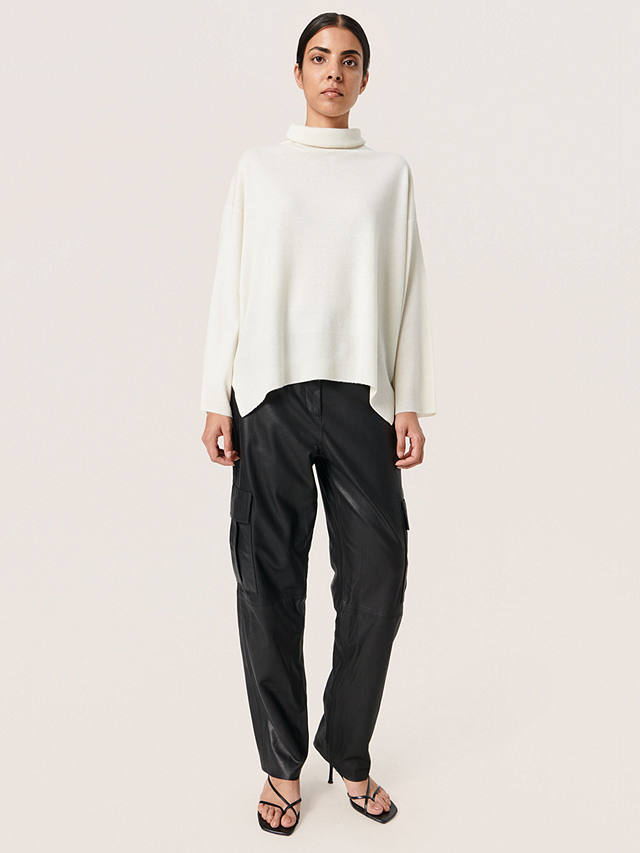 Soaked In Luxury Molina Loose Fit Rollneck Jumper, Whisper White