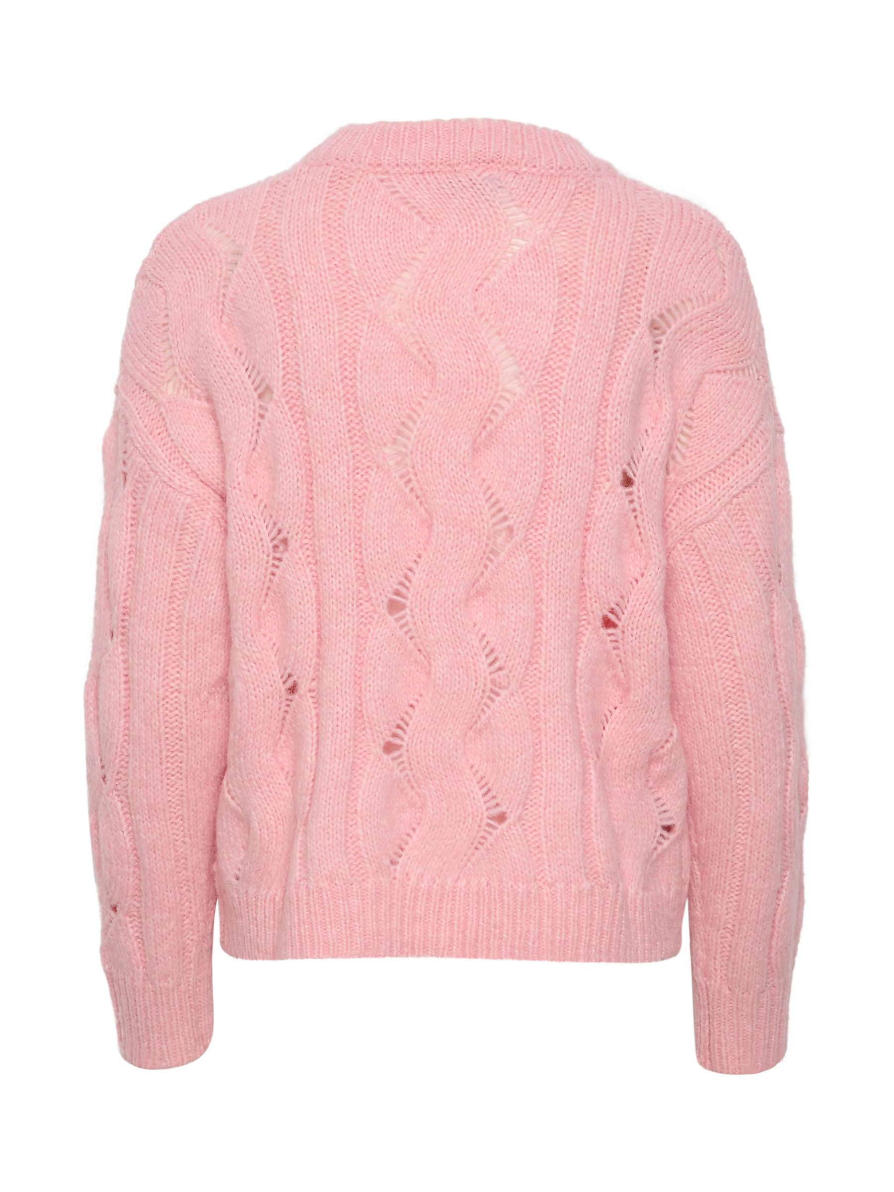 Buy Soaked In Luxury Gunn Cable Knit Crew Neck Pullover, Coral Blush Online at johnlewis.com