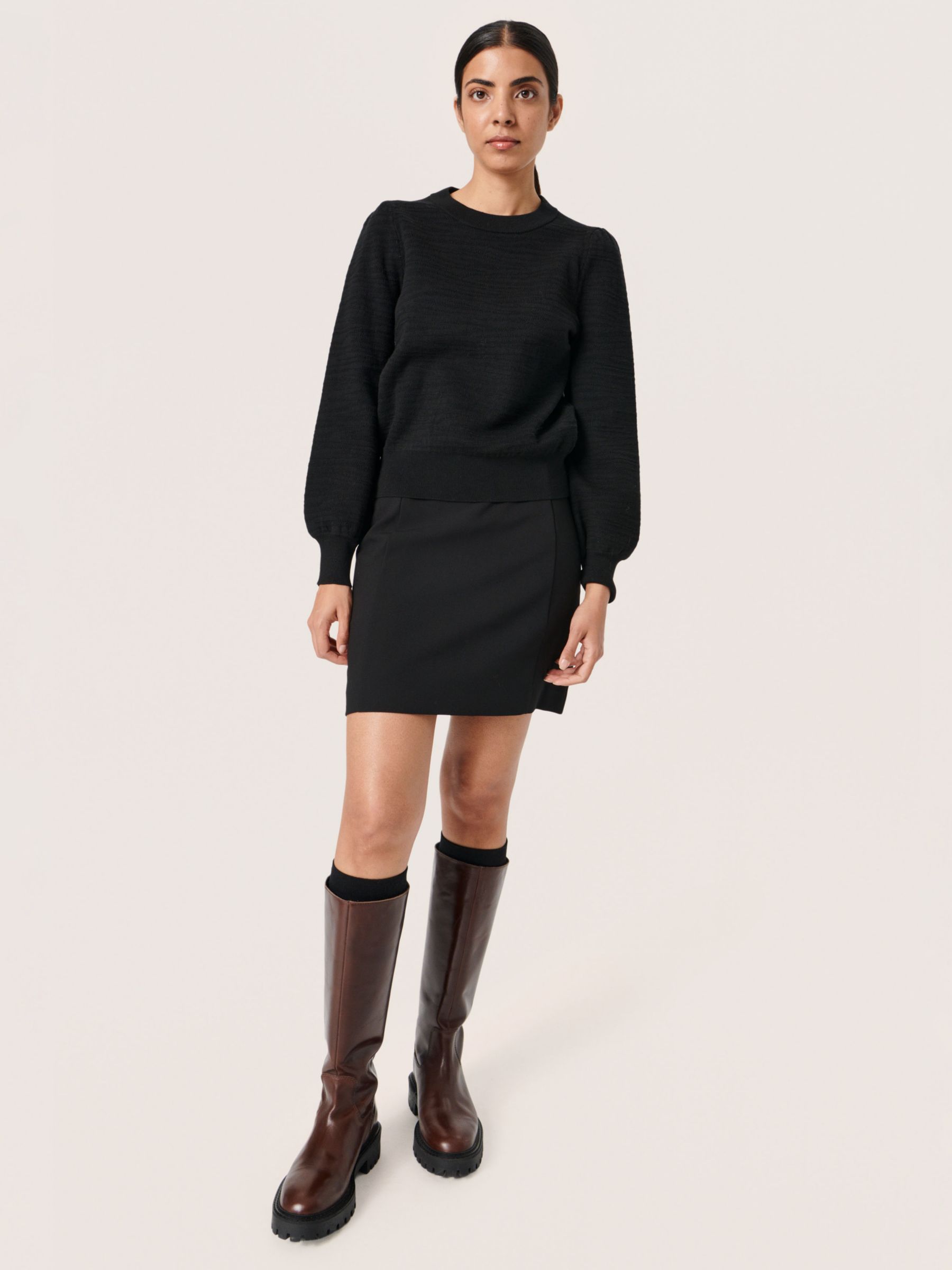 Soaked In Luxury Pipa Cotton Blend Jumper, Black at John Lewis & Partners