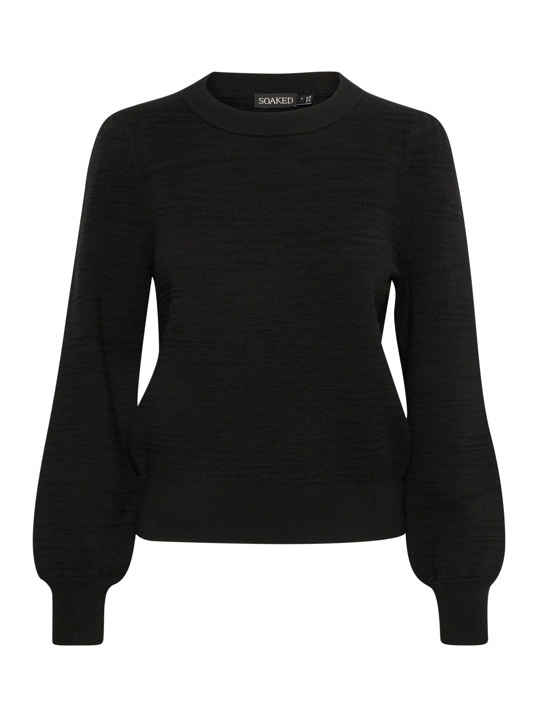 Soaked In Luxury Pipa Cotton Blend Jumper, Black at John Lewis & Partners