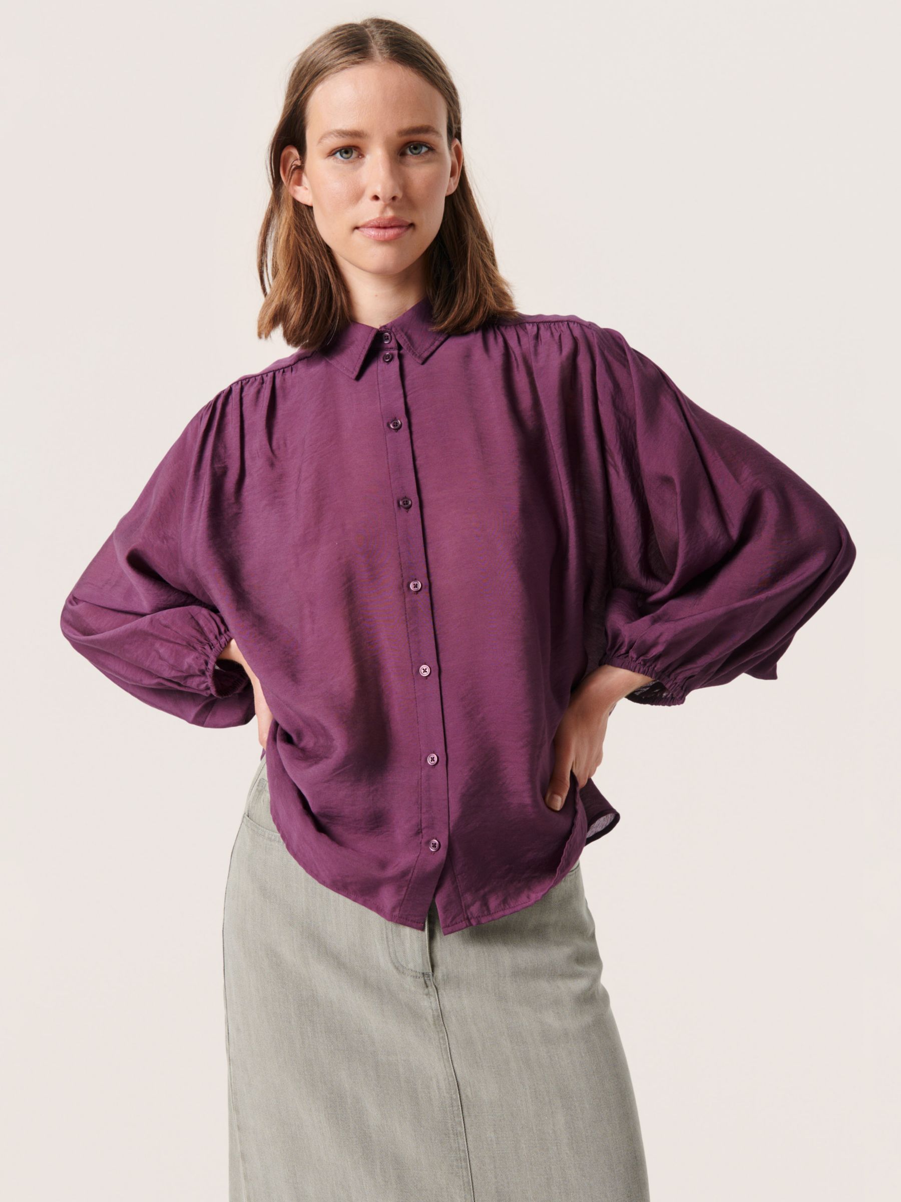 Soaked In Luxury Lilley Loose Fit 3/4 Sleeve Shirt, Hortensia at John ...