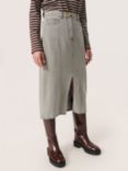 Soaked In Luxury Friday Midi Length Denim Skirt, Light Grey