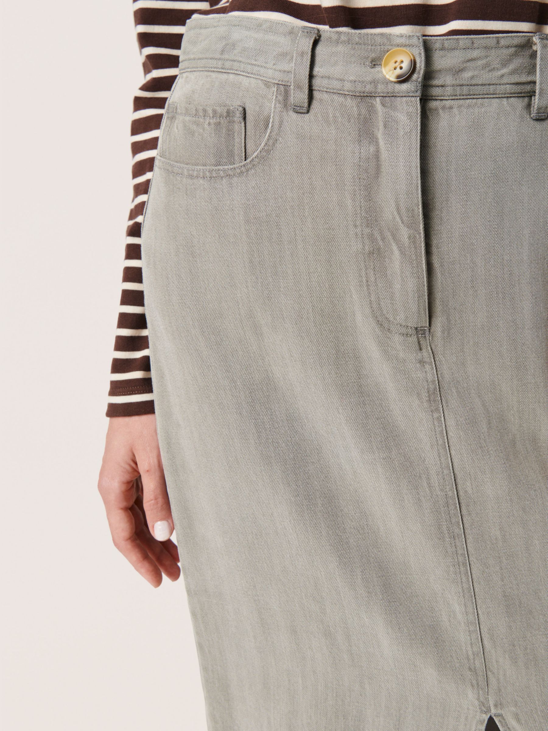 Buy Soaked In Luxury Friday Midi Length Denim Skirt, Light Grey Online at johnlewis.com