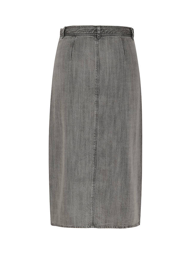 Soaked In Luxury Friday Midi Length Denim Skirt, Light Grey