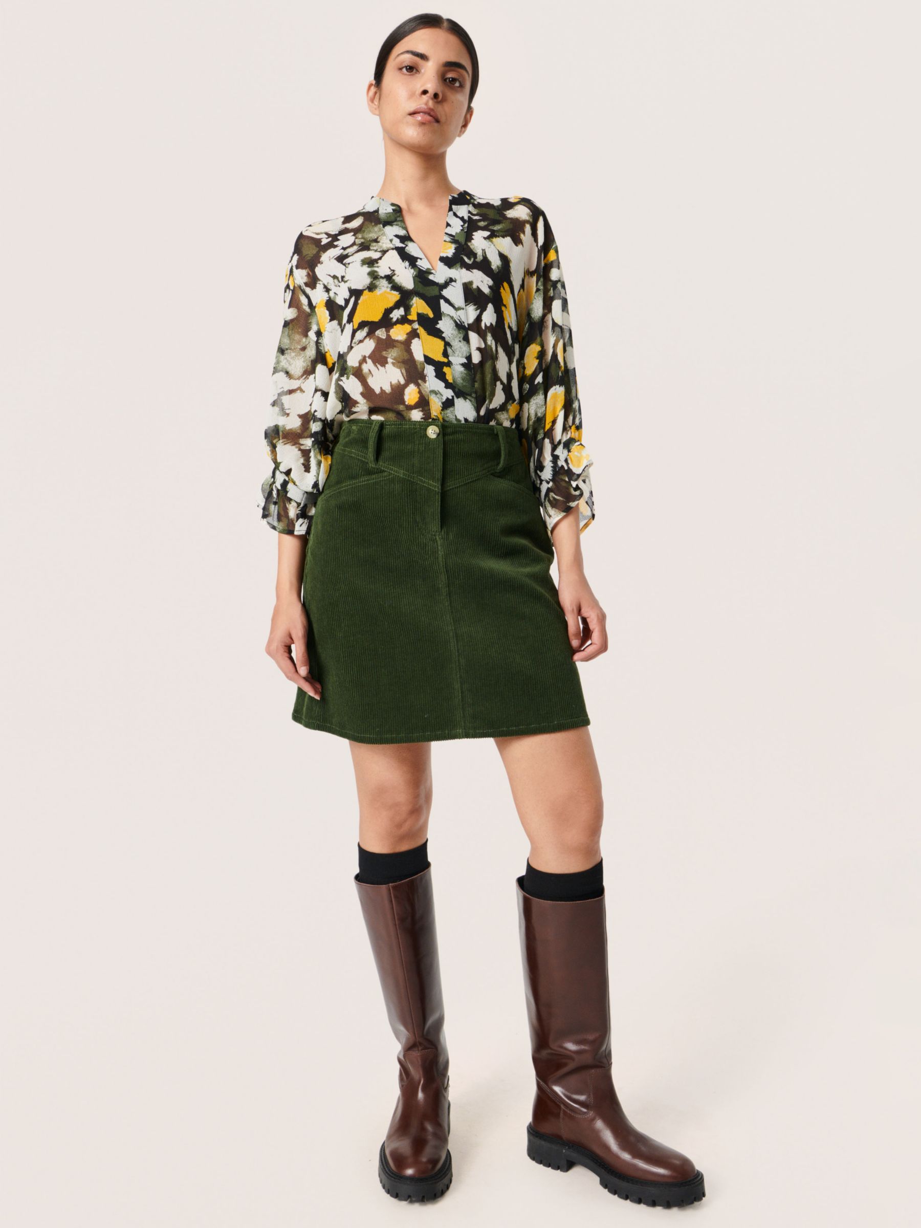 Buy Soaked In Luxury Thori Neel Cord Mini Skirt, Kombu Green Online at johnlewis.com