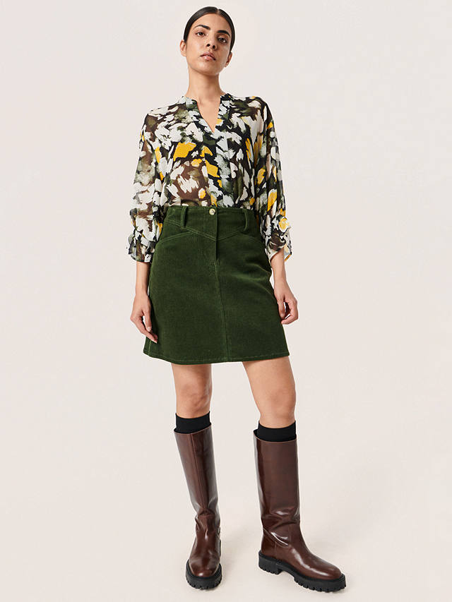 Soaked In Luxury Thori Neel Cord Mini Skirt, Kombu Green