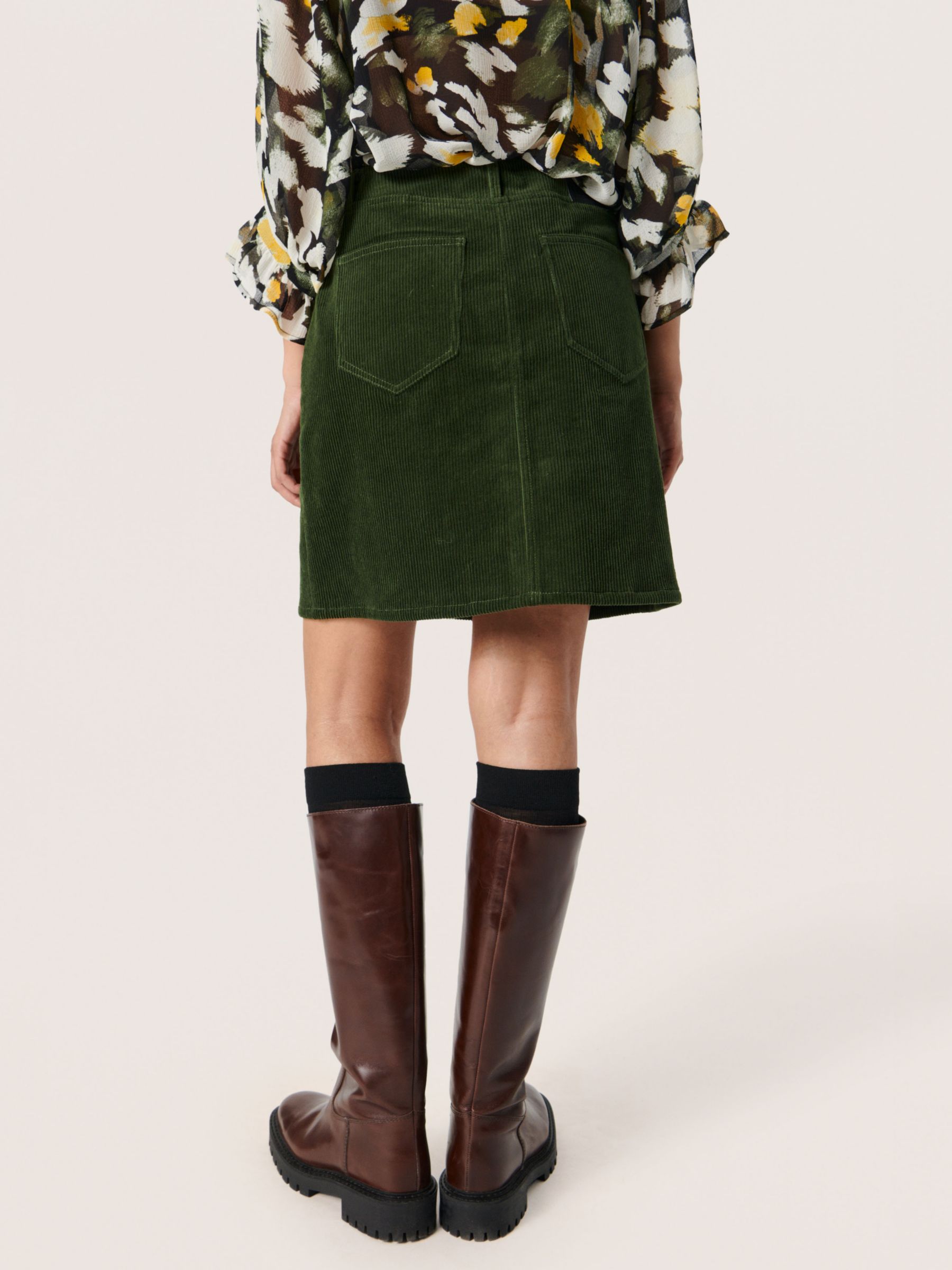 Soaked In Luxury Thori Neel Cord Mini Skirt, Kombu Green at John Lewis ...