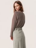 Soaked In Luxury Neo Striped Long Sleeve T-Shirt, Hot Fudge Stripe