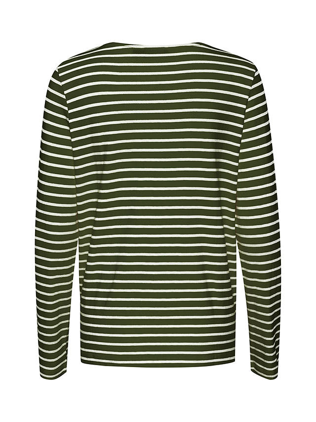 Soaked In Luxury Neo Striped Long Sleeve T-Shirt, Kombu Green Stripe