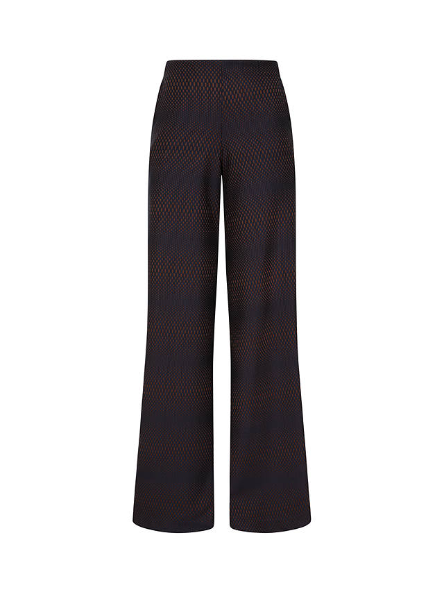 HotSquash Textured Wide Leg Trousers, Brown/Navy