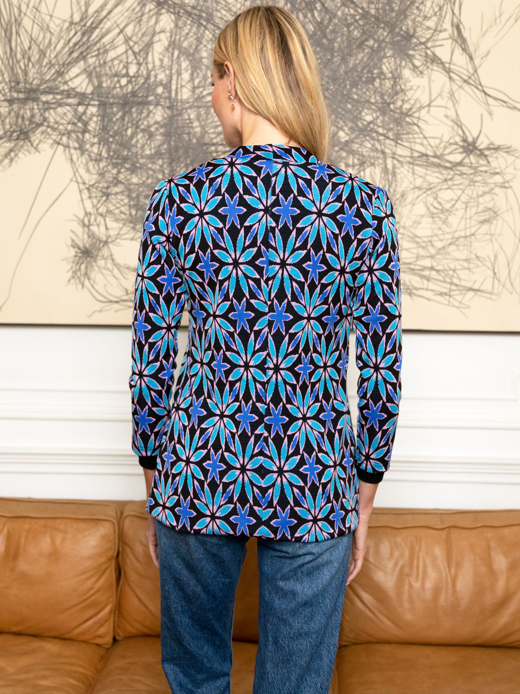 Buy HotSquash Floral Print 3/4 Sleeve Blazer, Blue Online at johnlewis.com