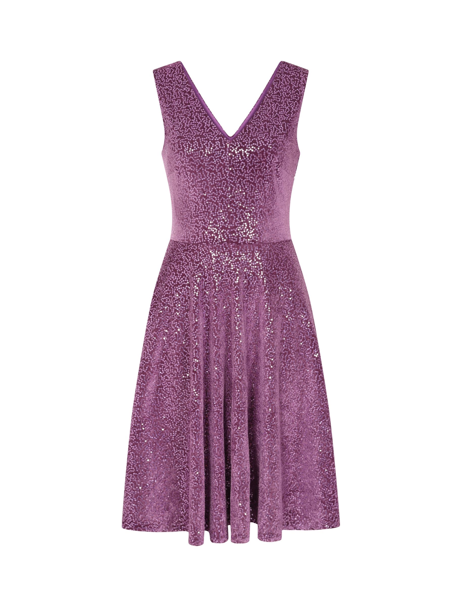 HotSquash Velvet Sequin Fit and Flare Dress, Deep Lavender at John ...