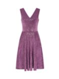 HotSquash Velvet Sequin Fit and Flare Dress, Deep Lavender