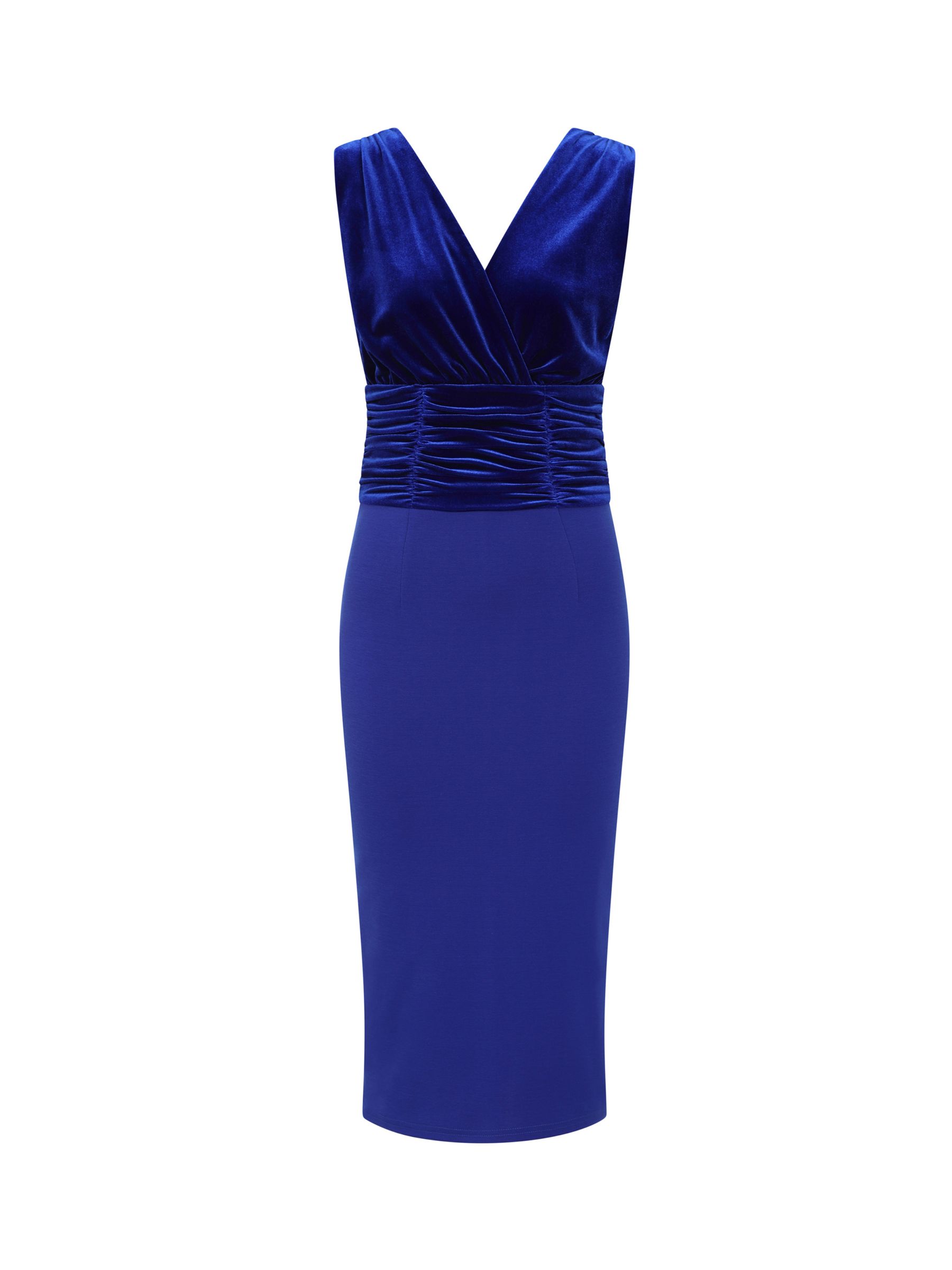 HotSquash Velvet Ruched Dress, Royal Blue, 16