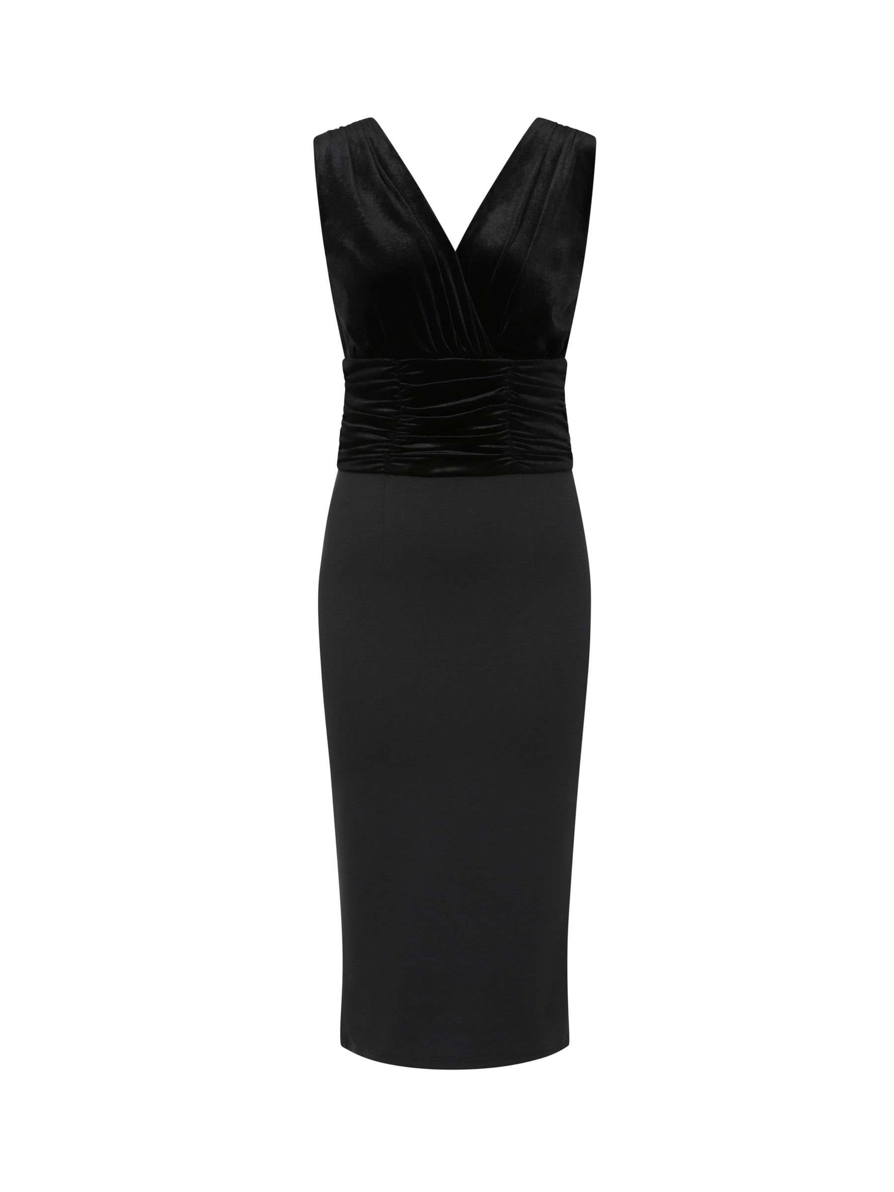 HotSquash Velvet Ruched Dress, Black at John Lewis & Partners