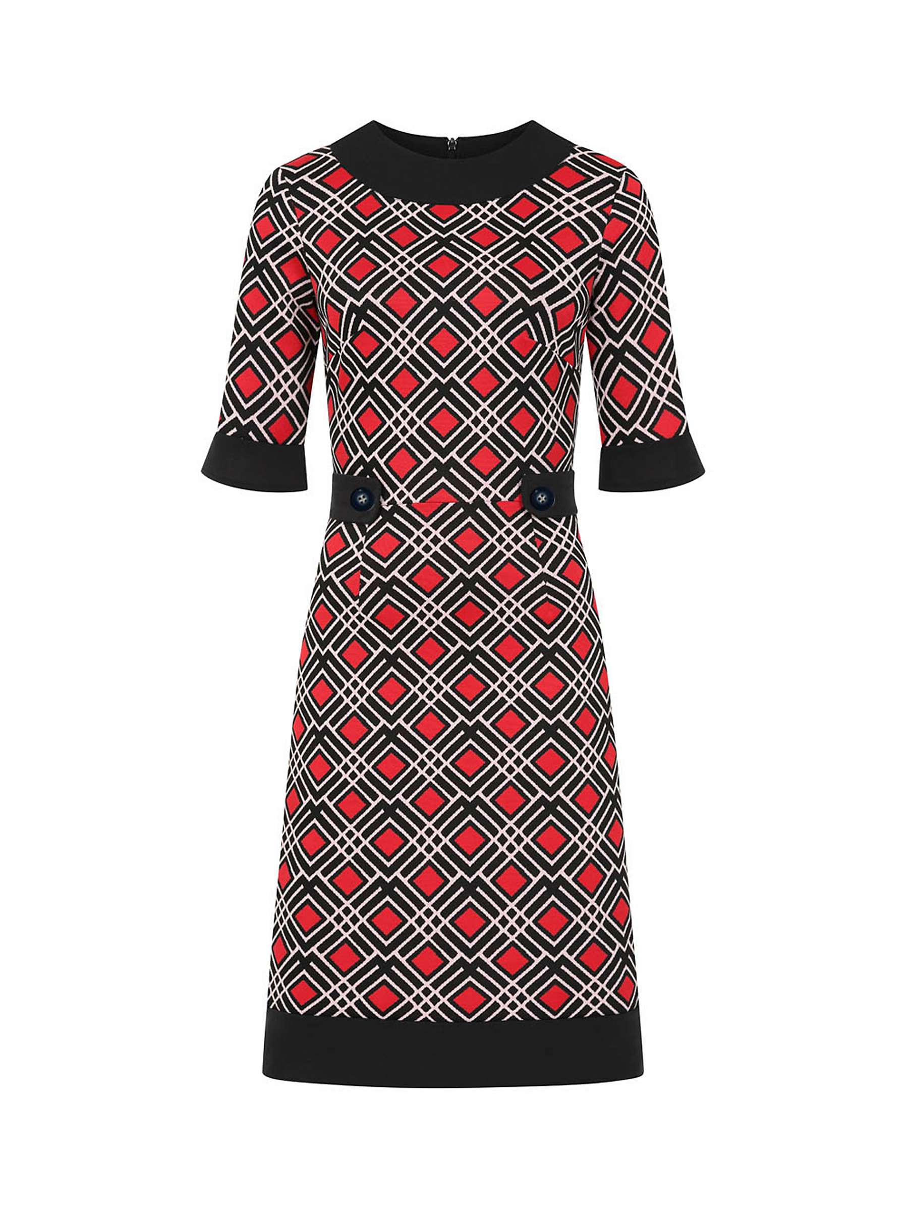 Buy HotSquash Vintage Feel Ponte Dress, Red/Black Tile Online at johnlewis.com