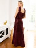 HotSquash Cowl Back Maxi Velvet Dress, Wine