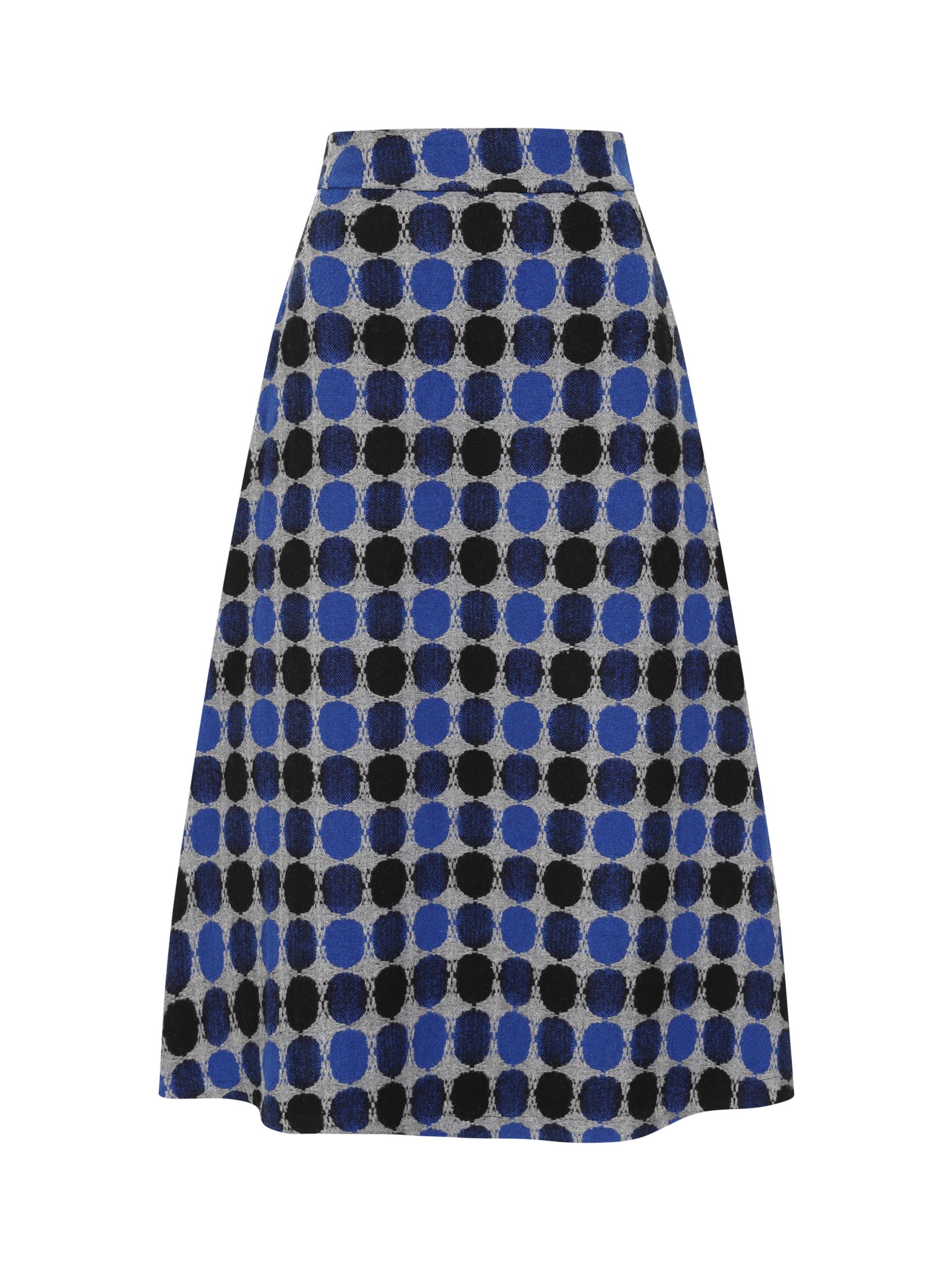 Buy HotSquash A-Line Dot Print Midi Skirt, Blue/Black Online at johnlewis.com