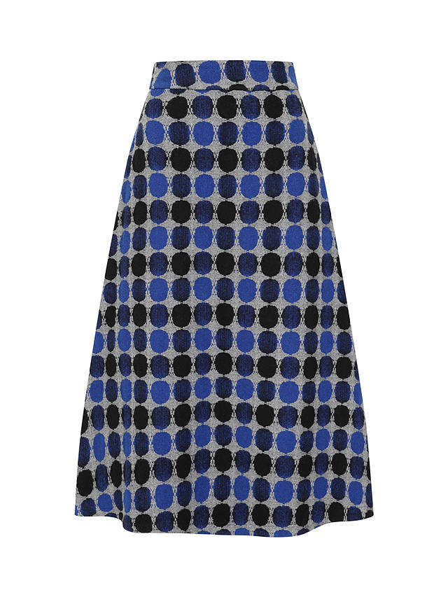 HotSquash A-Line Dot Print Midi Skirt, Blue/Black