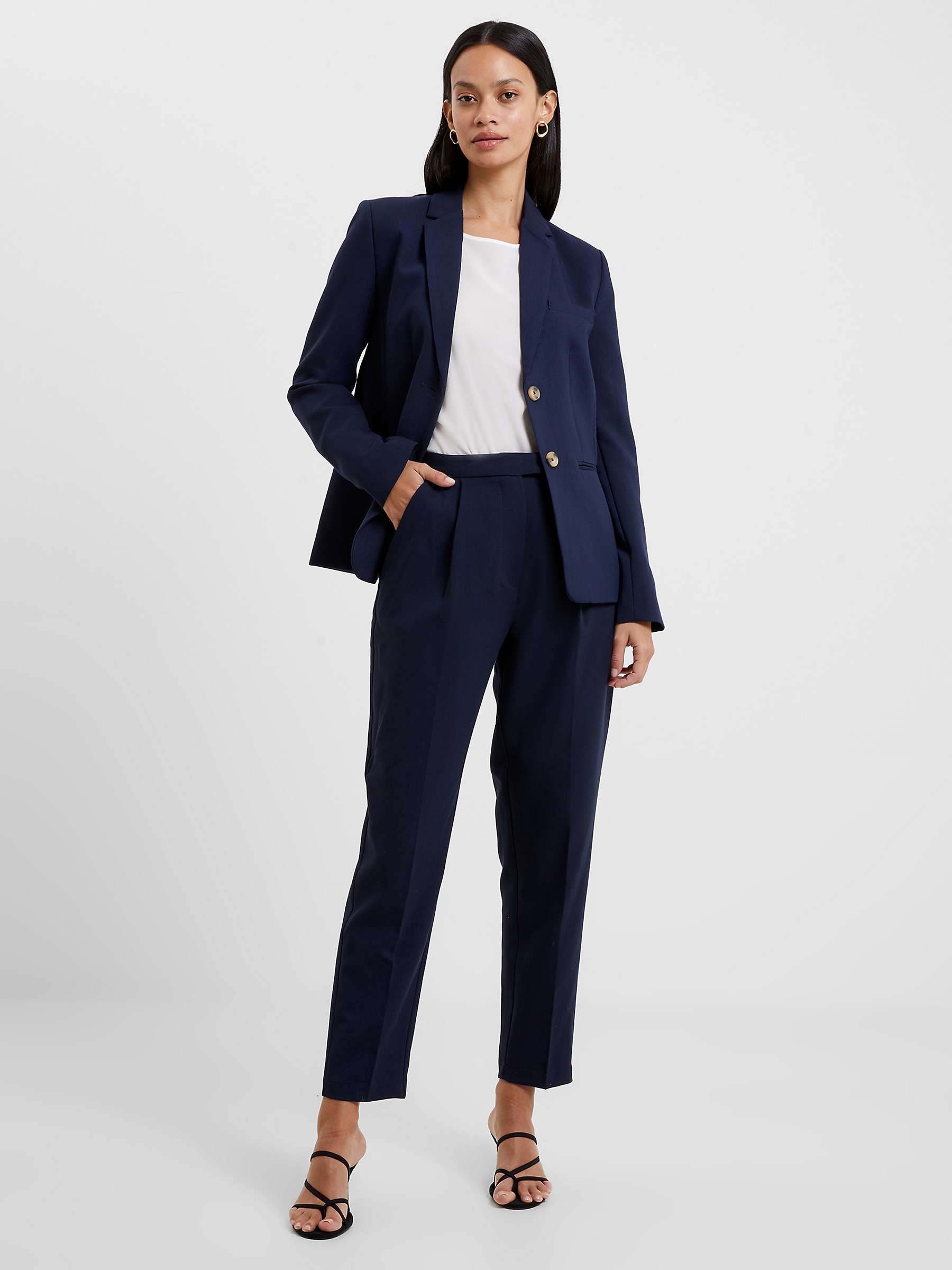 French Connection Single Breasted Blazer, Dark Navy at John Lewis ...