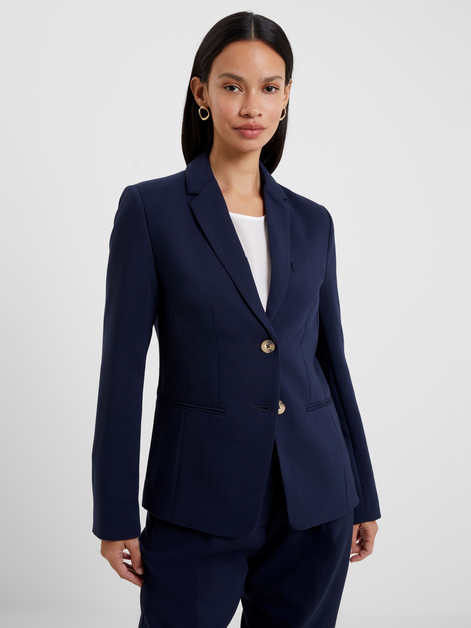 French Connection Single Breasted Blazer, Dark Navy at John Lewis ...