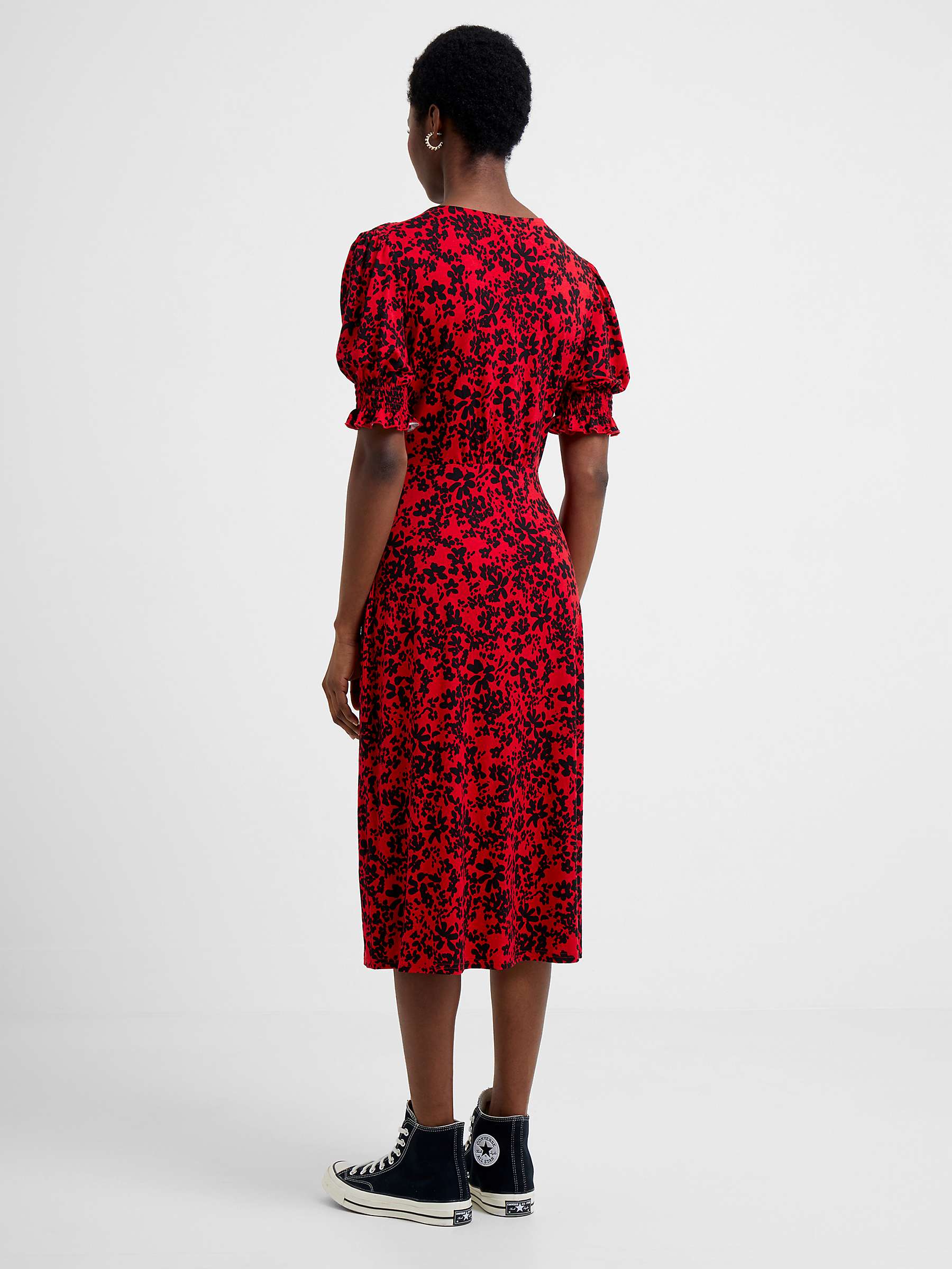 Buy French Connection Vee Button Thru Dress, Red/Black Online at johnlewis.com