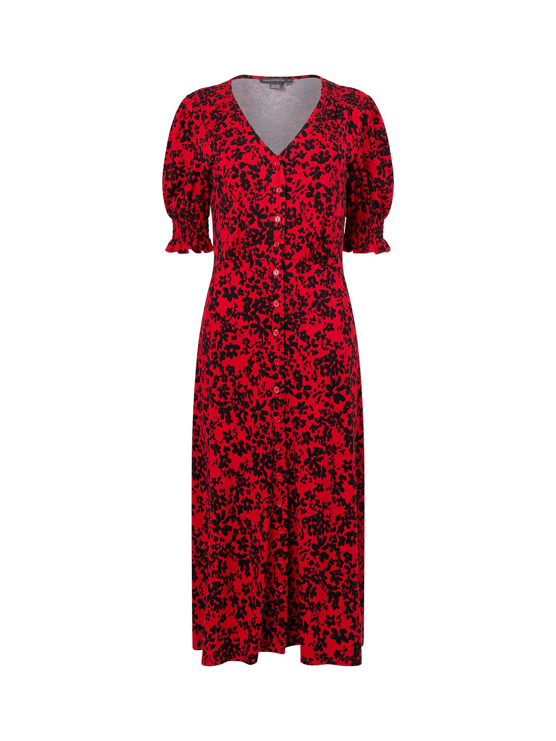 Buy French Connection Vee Button Thru Dress, Red/Black Online at johnlewis.com