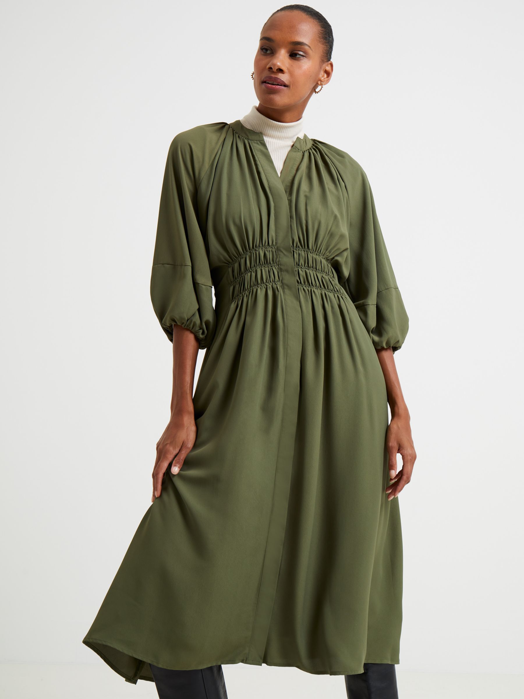 French Connection Pleat Detail Midi Dress