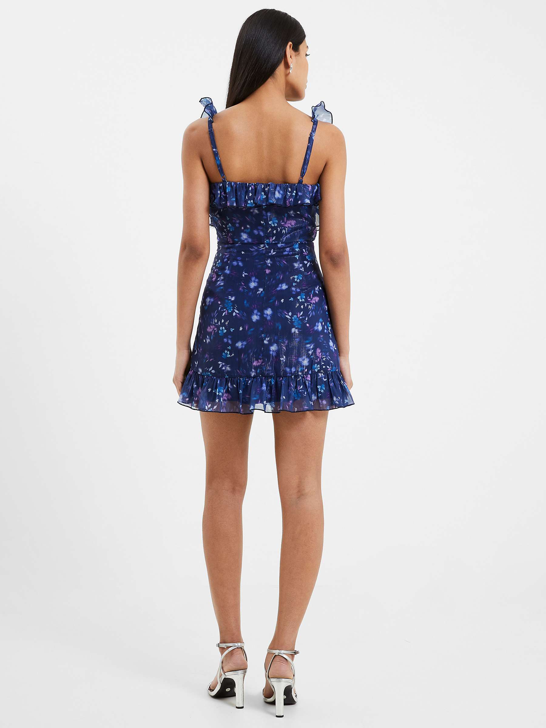Buy French Connection Aden Bai Lurex Frill Cami Dress, Blue Depths Online at johnlewis.com