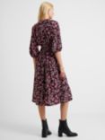 French Connection Floral Print Pleat Detail Dress, Plum/Multi, Plum/Multi