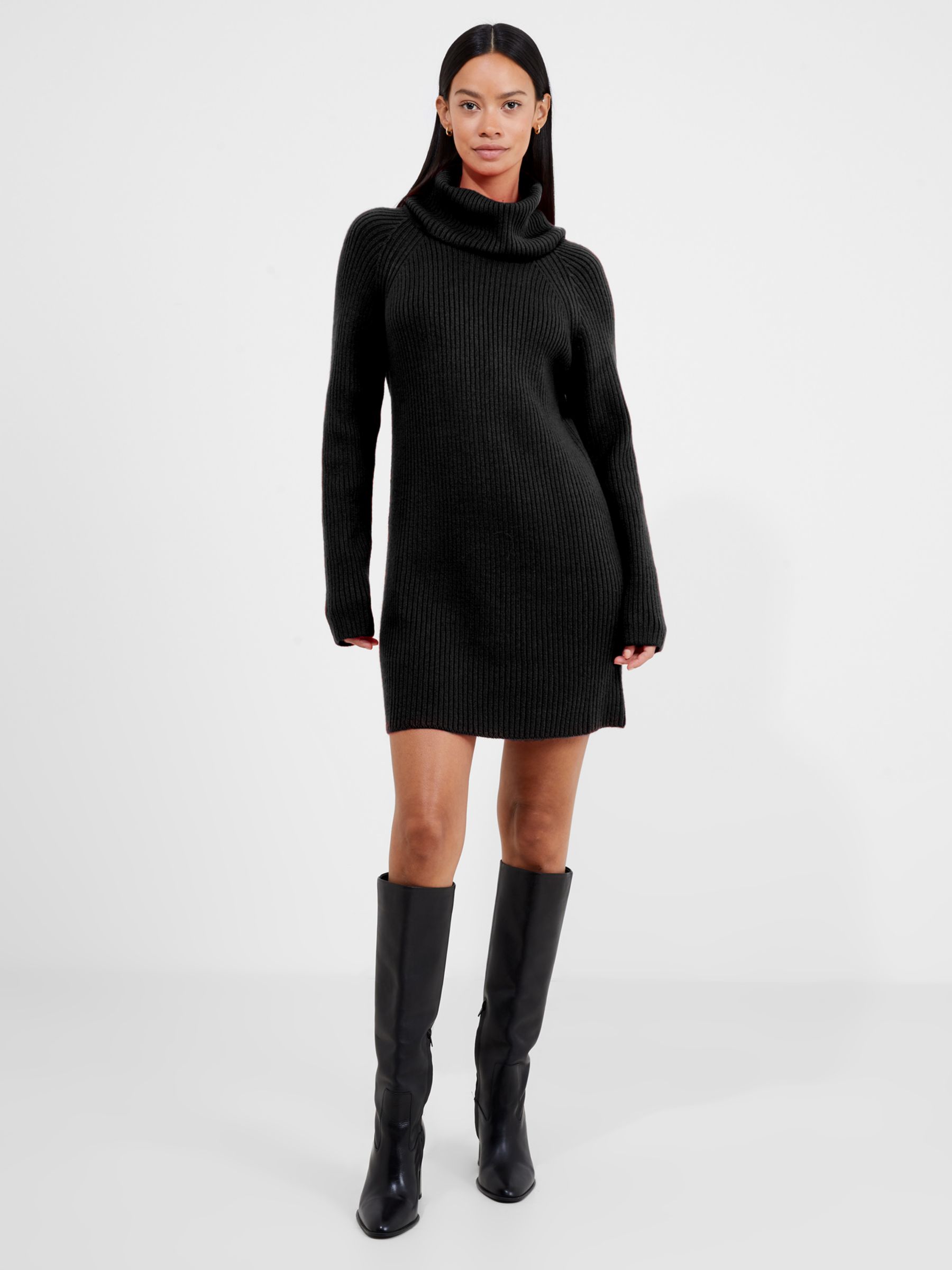 French Connection Babysoft Roll Neck Ribbed Jumper Dress