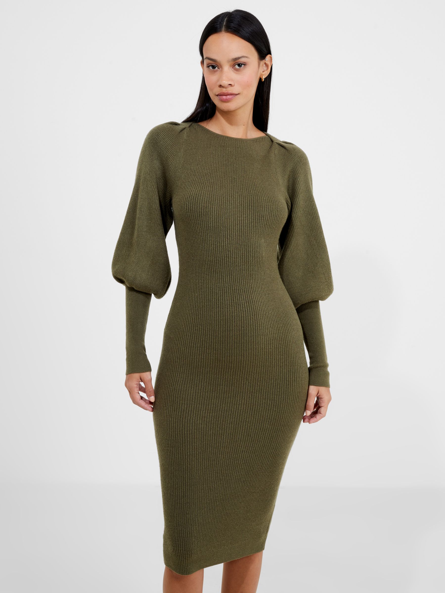 Buy French Connection Babysoft Joss Knit Dress, Olive Night Online at johnlewis.com