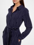 French Connection Button Through Stripe Midi Shirt Dress