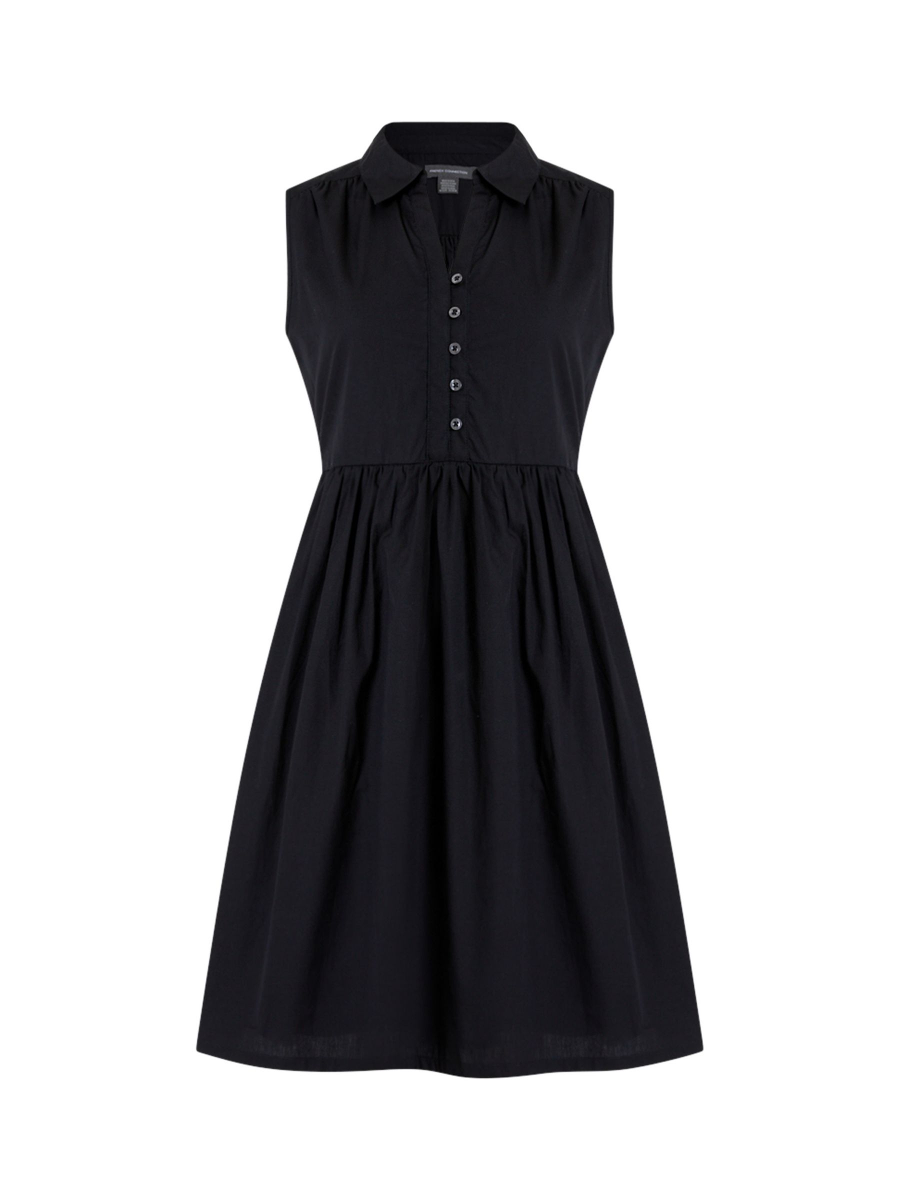 French Connection Sleeveless Cotton Smock Dress, Black at John Lewis ...