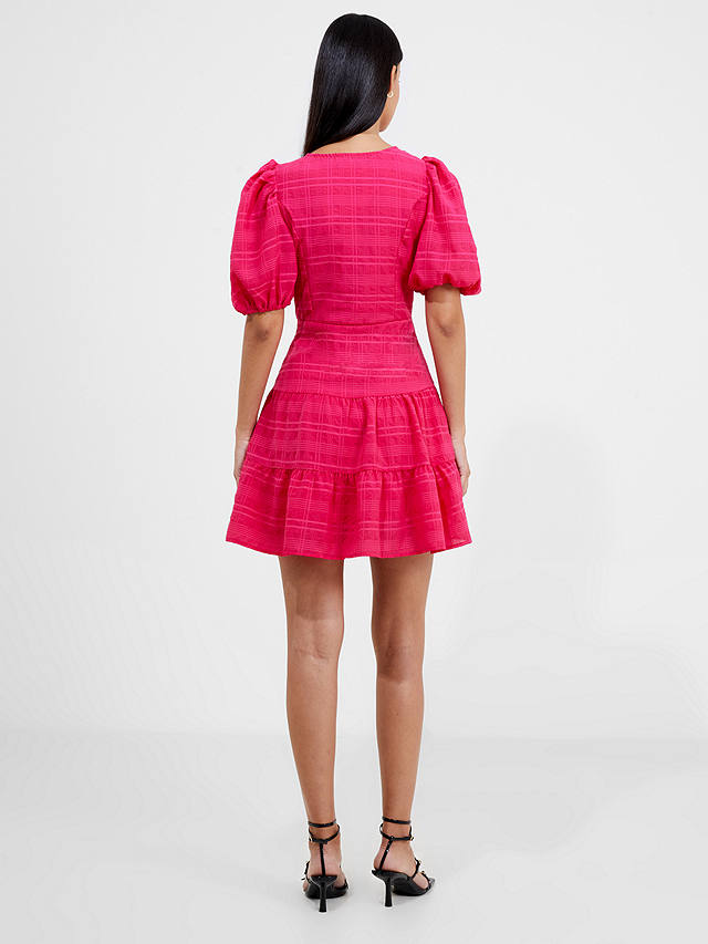 French Connection Check Tiered Mini Dress, Hot Pink
