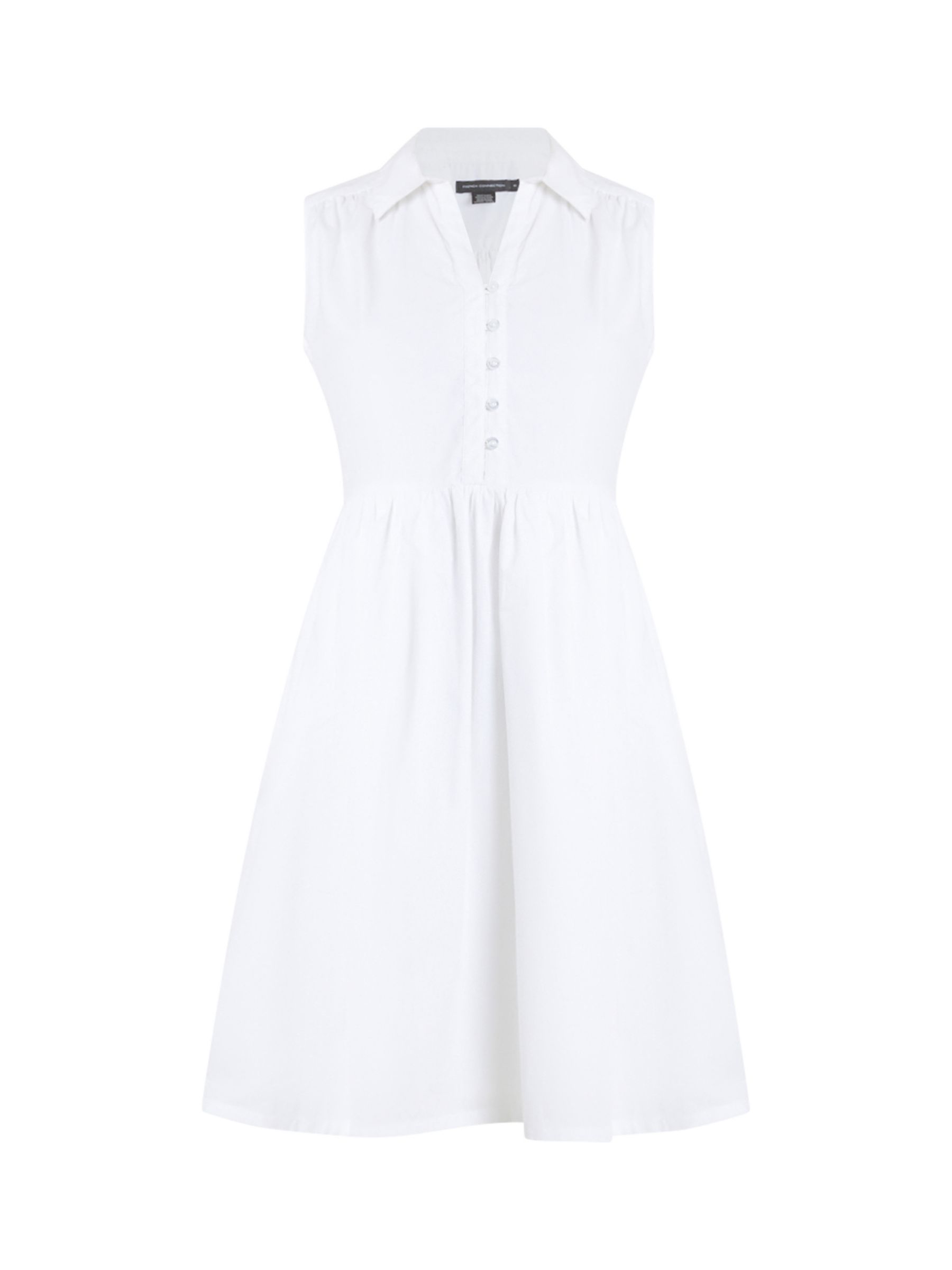 French Connection Sleeveless Cotton Smock Dress, White at John Lewis ...