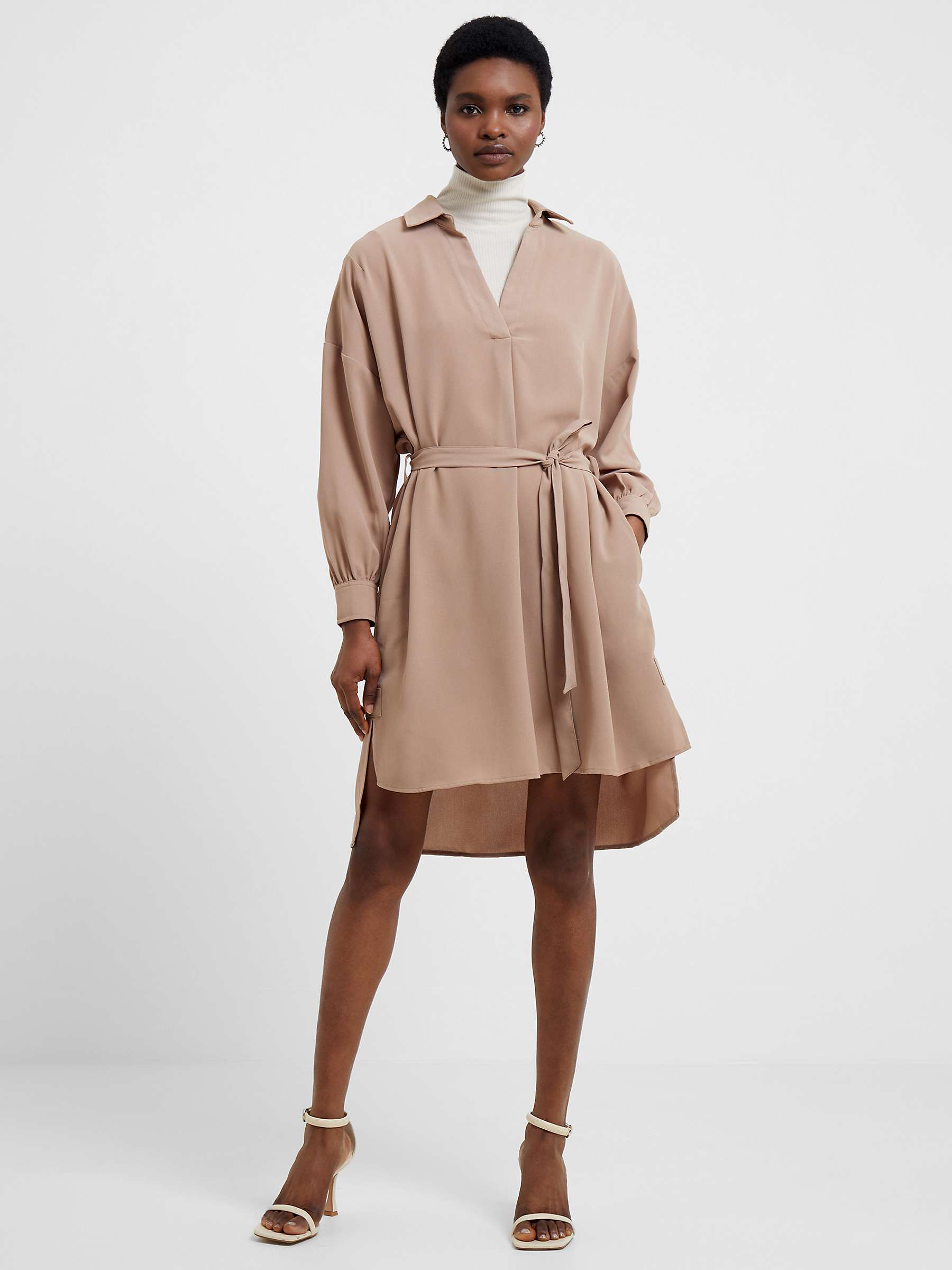 French Connection Popover Shirt Dress, Camel at John Lewis & Partners