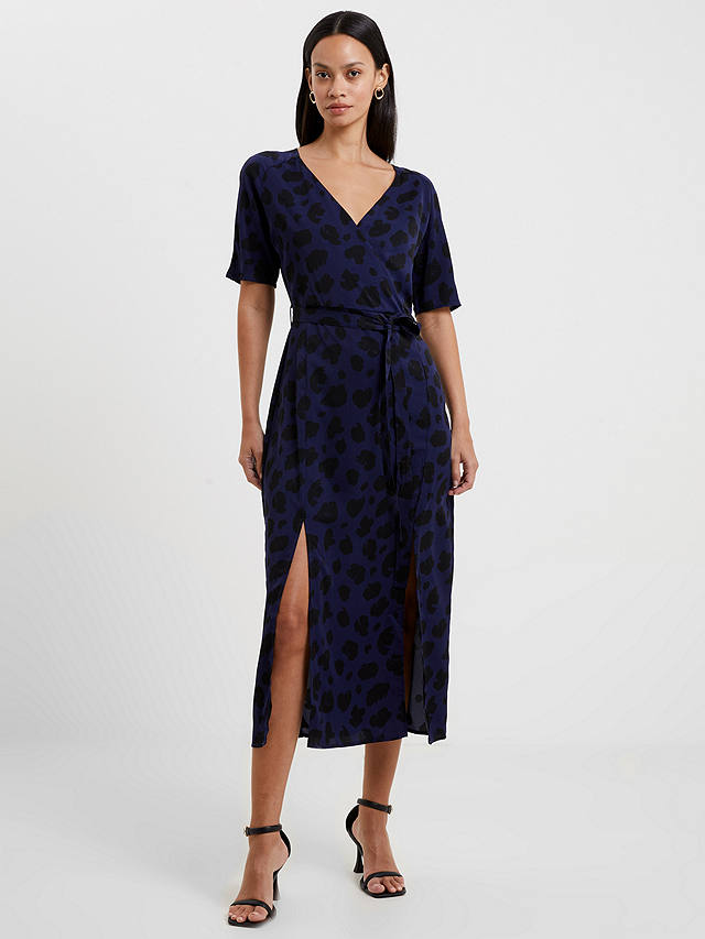 French Connection Wrap Long Midi Dress, Navy/Black at John Lewis & Partners