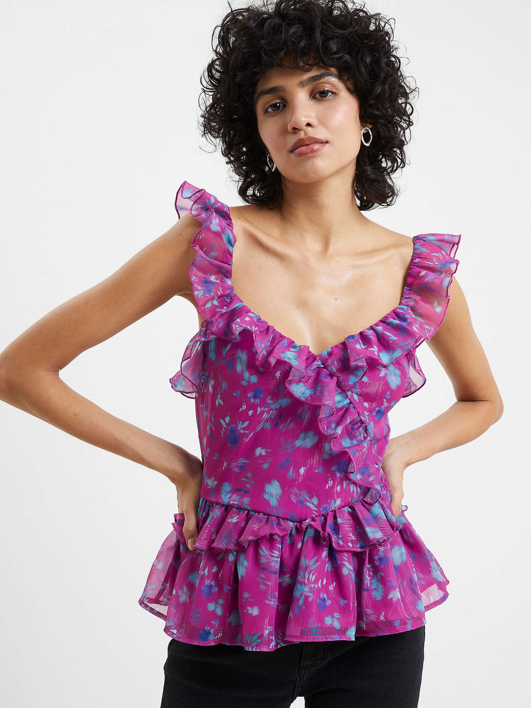 Buy French Connection Aden Bai Lurex Top, Dahlia Online at johnlewis.com