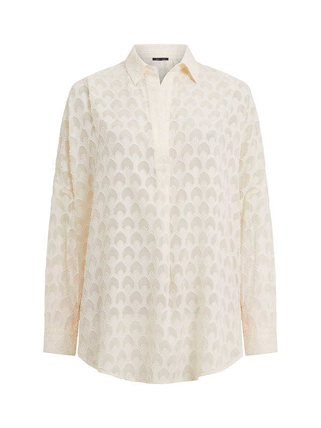 French Connection Geometric Popover Shirt, Classic Cream