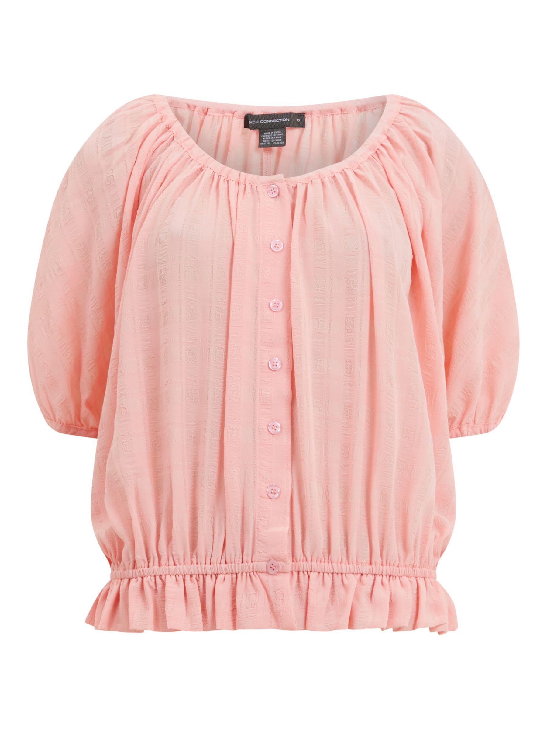 French Connection Bardot Peasant Blouse, Dusty at John Lewis