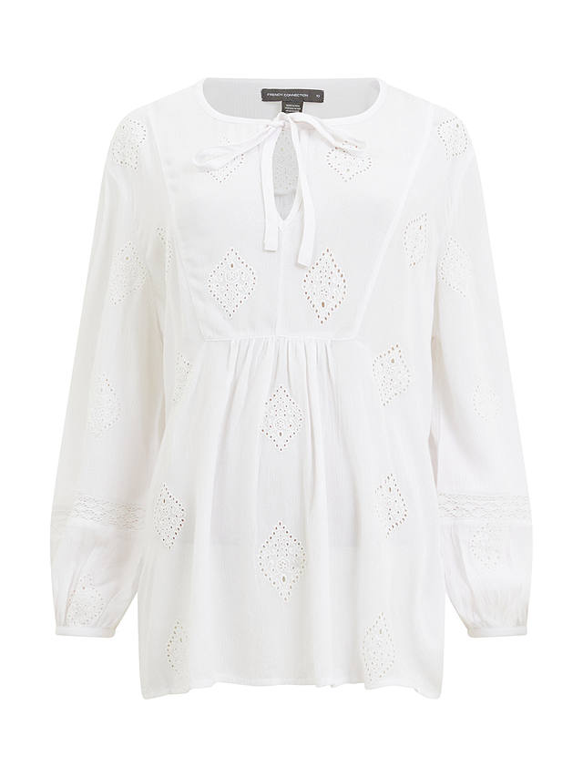French Connection Boho Embroidered Blouse, White at John Lewis & Partners