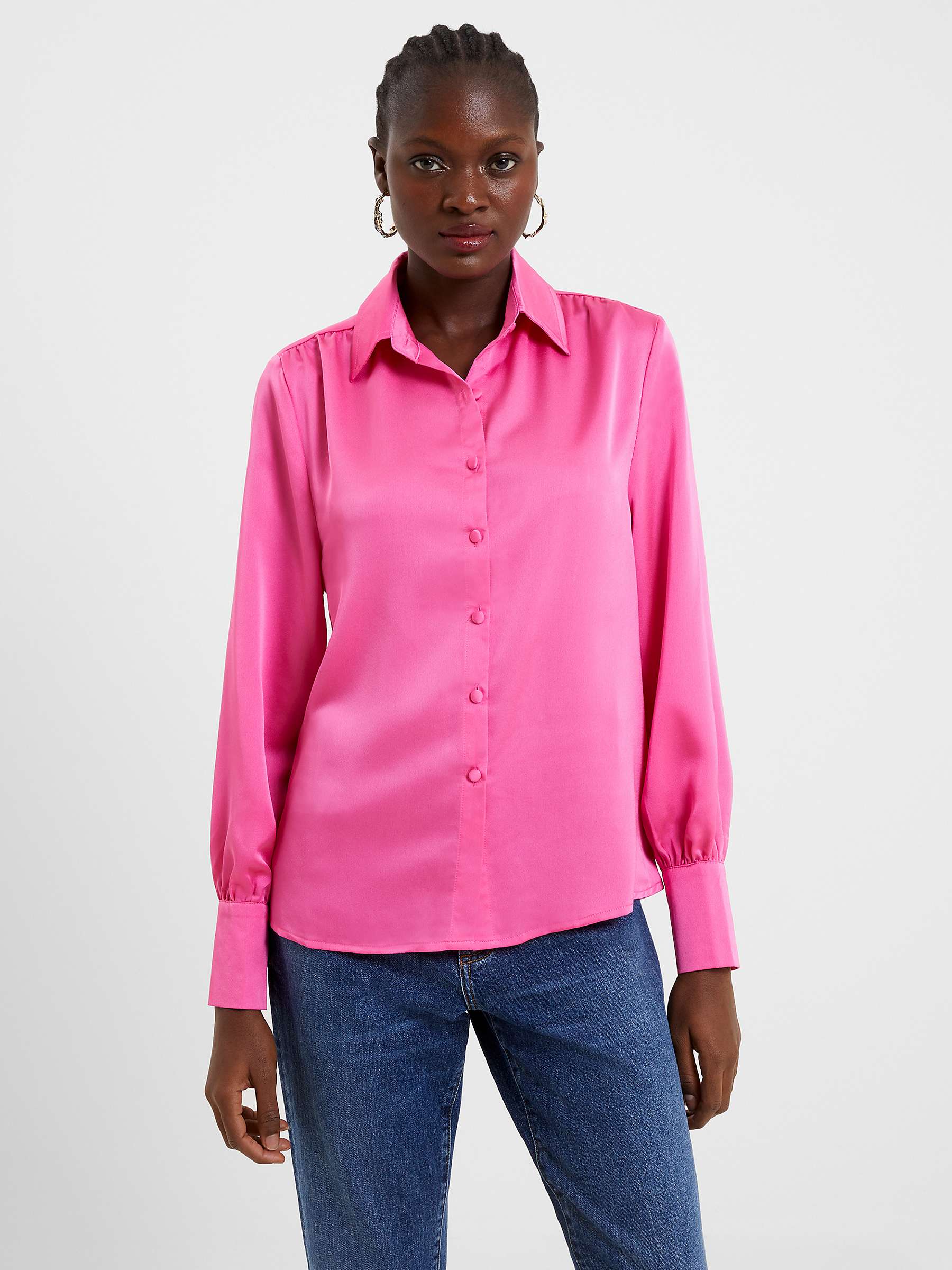 French Connection Satin Shirt, Lipstick at John Lewis & Partners