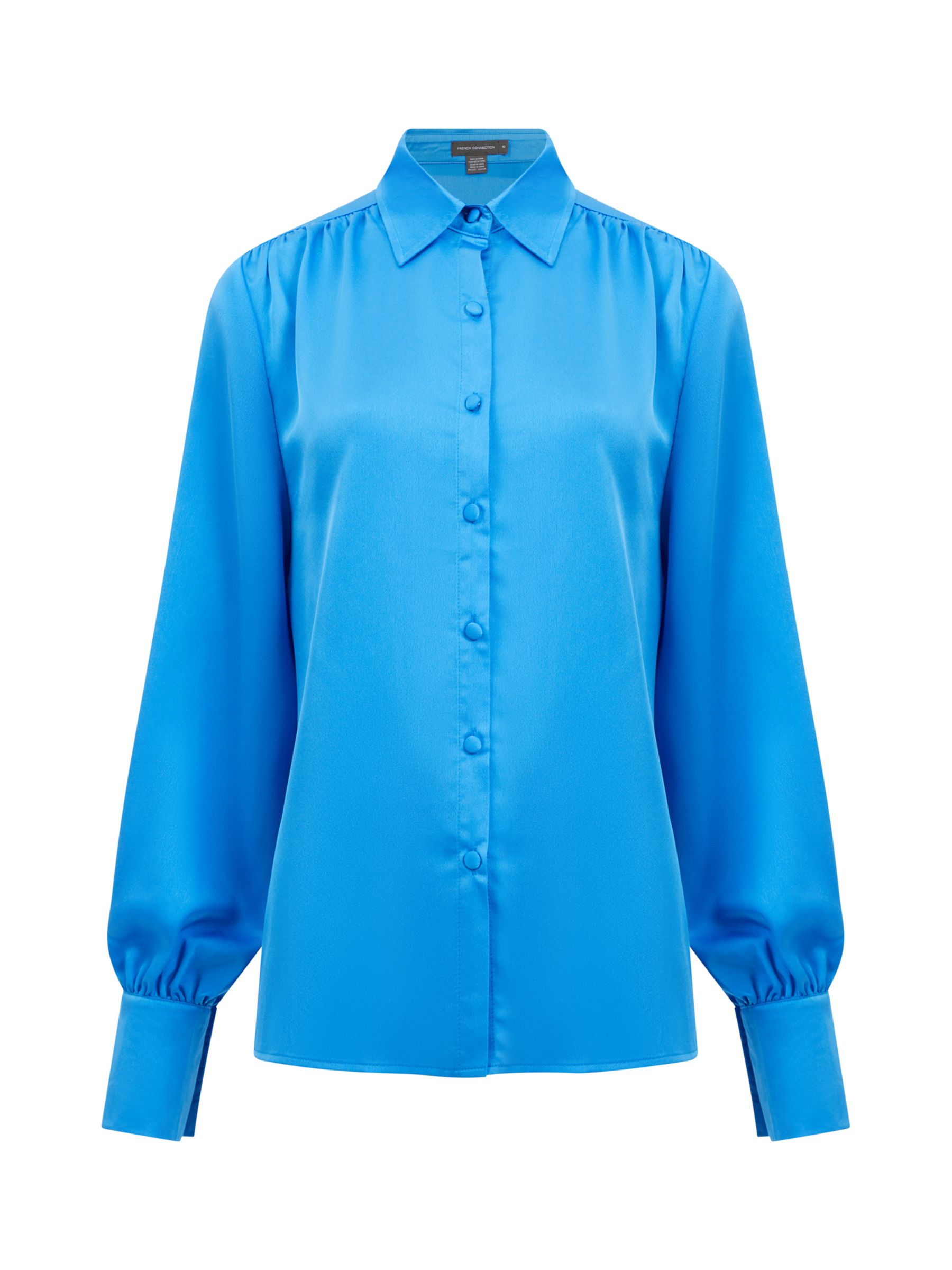 French Connection Satin Shirt, Nautical Blue at John Lewis & Partners