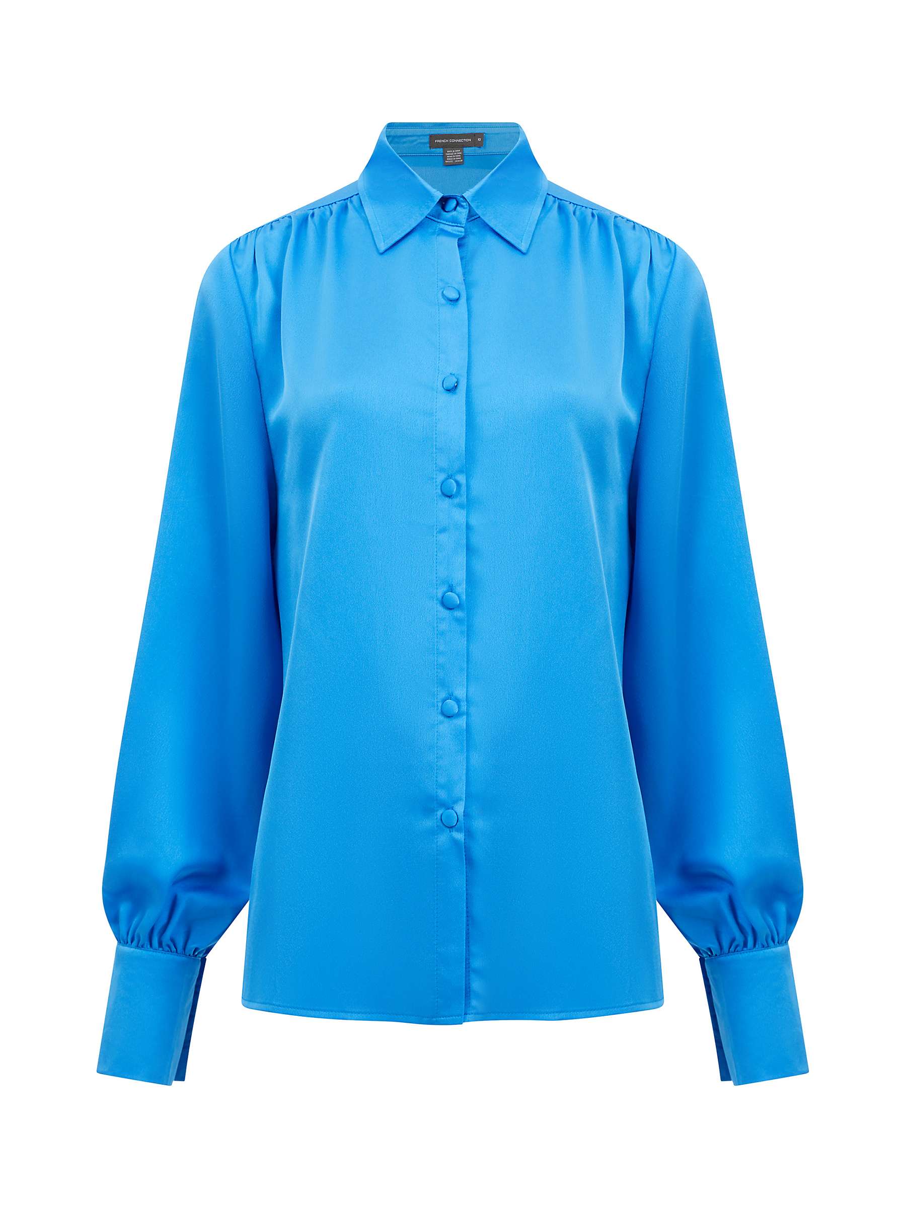 French Connection Satin Shirt, Nautical Blue at John Lewis & Partners